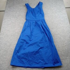 Everlane Dress Womens 0 Blue Sleeveless Cross Back Fit & Flare Midi Cotton